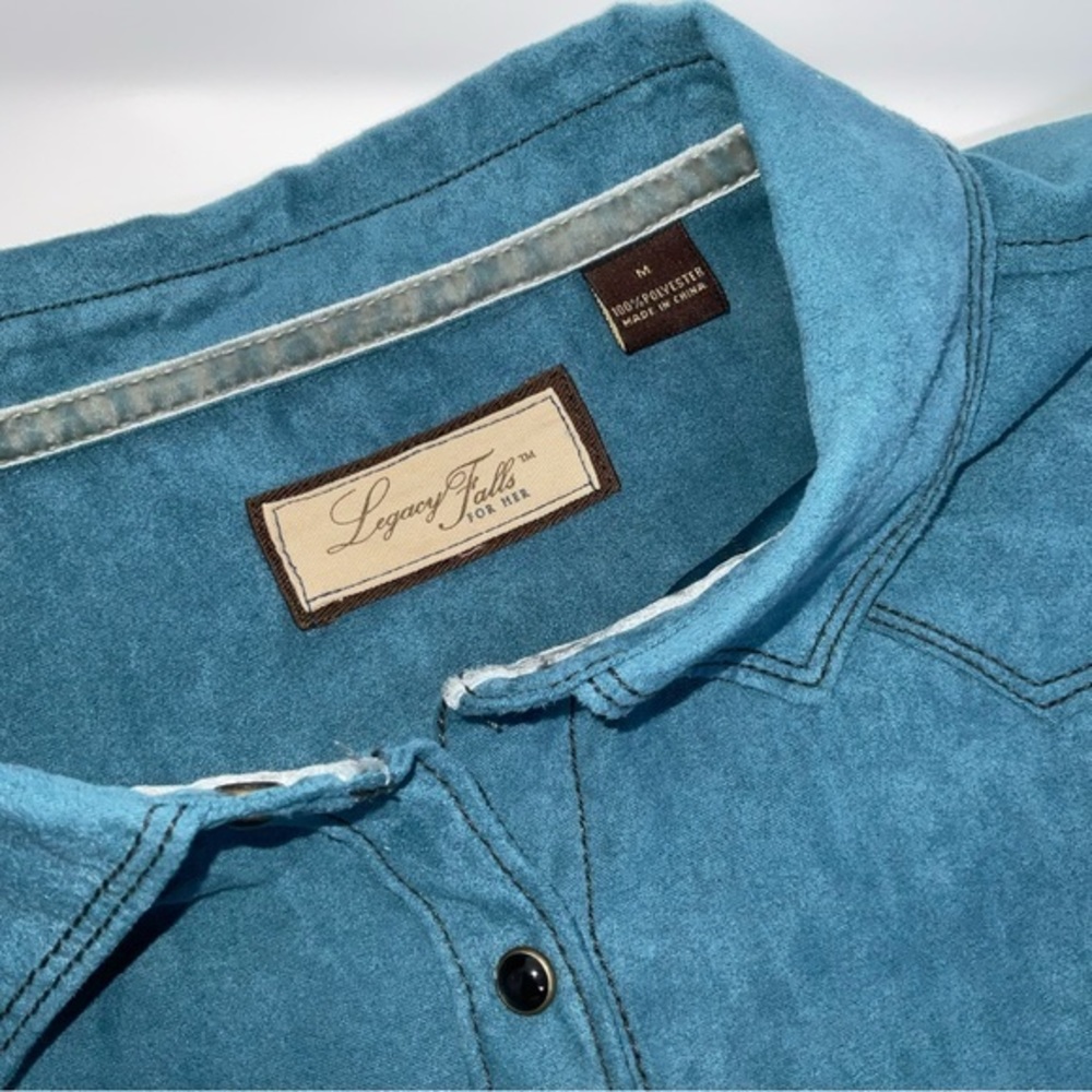 Legacy Falls Faux Suede Western Top Blue Size Medium H24‎ - Picture 5 of 6